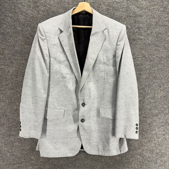 Pagano West Blazer Men 44 Gray Button Up Collared Long Sleeve Tailored Apparel - Picture 1 of 7